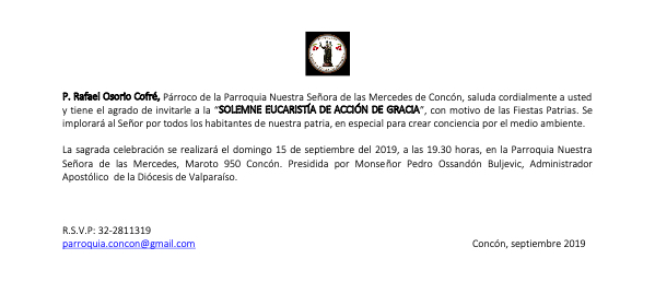 Invitación Parroquia para redes sociales.